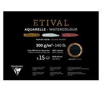 Clairefontaine 975323C - Un bloque encolado 1 lado de papel dibujo Etival 15 hojas, 46 x 61 cm, 300 g de doble grano (doble grano fino y reverso de grano torchon), negro