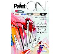 Clairefontaine 975411C - Bloc de papel de dibujo con 24 hojas 29, 7 x 42 cm, 250 g, colores surtidos (4 hojas en blanco, grano, gris, natural, negro y vaquero)