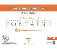 Clairefontaine 975511C Bloc encolado 4 Lados Fontaine - 20 Hojas de Papel Acuarela Blanco 100% Algodón Grano Satinado Calidad Profesional 31x41 cm 300g