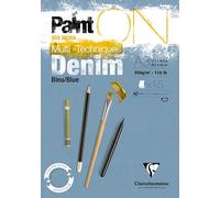 Clairefontaine 975702C PaintON - Bloque de pegamento multitécnico - 15 hojas de papel - Dibujo multifunción de grano ligero - Denim - 29,7 x 42 cm, 250 g