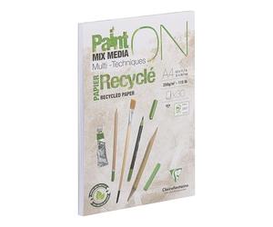 Clairefontaine 975741C - Bloc de PaintON reciclado, A4, 30 hojas, blanco, 250 g
