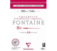 Clairefontaine 975947C - Bloc Fontaine A4 12 feuilles 300g Grain Fin Collé 2 Côtés
