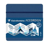Clairefontaine 975970C - Accordion 1 feuille d'aquarelle 14x14cm 300g grain mi-Fin pliée en 18 pages
