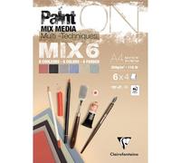 Clairefontaine 976015C - Bloc Pegado PaintON MIX6 Multi-técnicas A4 21x29,7 cm 250g - 24 Hojas de Papel de Dibujo Multi-técnicas - Surtido de 6 Papeles