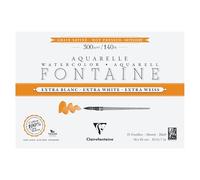Clairefontaine 976019C Bloc encolado 4 Lados Fontaine Extra Blanco - 15 Hojas Papel Acuarela Extra Blanco 100% Algodón Grano Satinado - Calidad Profesional 26x18cm 300g