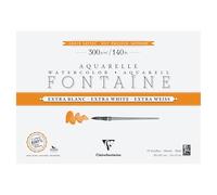 Clairefontaine 976021C Bloc encolado 4 Lados Fontaine Extra Blanco - 15 Hojas Papel Acuarela Extra Blanco 100% Algodón Grano Satinado - Calidad Profesional 36x26cm 300g