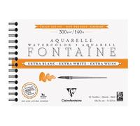 Clairefontaine 976030C Álbum Espiral Fontaine Extra Blanco - 12 Hojas Papel Acuarela Extra Blanco 100% Algodón Grano Satinado - Calidad Profesional 18x24cm 300g