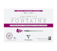 Clairefontaine 976039C Bloc encolado 4 Lados Fontaine Extra Blanco - 15 Hojas Papel Acuarela Extra Blanco 100% Algodón Grano Fin - Calidad Profesional 26x18cm 300g
