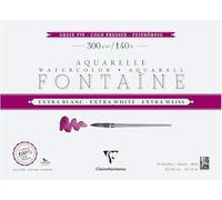 Clairefontaine 976041C Bloc encolado 4 Lados Fontaine Extra Blanco - 15 Hojas Papel Acuarela Extra Blanco 100% Algodón Grano Fin - Calidad Profesional 36x26cm 300g