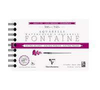 Clairefontaine 976049C Álbum Espiral Fontaine Extra Blanco - 12 Hojas Papel Acuarela Extra Blanco 100% Algodón Grano Fin - Calidad Profesional 12x18cm 300g