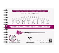 Clairefontaine 976050C Álbum Espiral Fontaine Extra Blanco - 12 Hojas Papel Acuarela Extra Blanco 100% Algodón Grano Fin - Calidad Profesional 18x24cm 300g