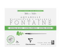 Clairefontaine 976078C Bloc encolado 4 Lados Fontaine Extra Blanco Grano Granulado grueso 15x20cm 300g - 15 Hojas Papel Acuarela Extra Blanco 100% Algodón - Calidad Profesional