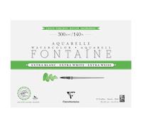 Clairefontaine 976081C Bloc encolado 4 Lados Fontaine Extra Blanco Grano Granulado grueso 26x36cm 300g - 15 Hojas Papel Acuarela Extra Blanco 100% Algodón - Calidad Profesional