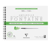 Clairefontaine 976091C Álbum Espiral Fontaine Extra Blanco Grano Granulado grueso 24x30cm 300g - 12 Hojas Papel Acuarela Extra Blanco 100% Algodón - Calidad Profesional