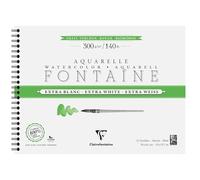 Clairefontaine 976092C Álbum Espiral Fontaine Extra Blanco Grano Granulado grueso 30x40cm 300g - 12 Hojas Papel Acuarela Extra Blanco 100% Algodón - Calidad Profesional