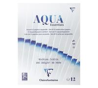Clairefontaine 976098C Bloc encolado Aqua Essential 18x24 cm - Surtido de 12 Papeles Acuarela - Ideal para la Técnica Húmeda