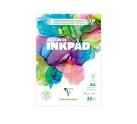 Clairefontaine 976107C Bloc encolado Alcohol Inkpad A4 21x29,7 cm 90g - 25 Hojas Papel para Tintas a Alcohol Extra Blanco - Ideal para el Fluid Painting con de los Tintas a alcohol