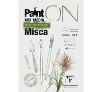 Clairefontaine 976123C Bloc Pegado PaintON Multi-técnicas - 15 Hojas Papel de Dibujo Multi-técnicas de Grano Ligeresmante Rugoso - Blanco - A2 42x59,4 cm 250g