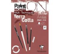 Clairefontaine 976153C Bloc encolado PaintON Multi-técnicas Terracotta A4 21x29,7 cm 250g - 20 Hojas Papel de Dibujo Multi-técnicas de Grano Ligeresmante Rugoso - Terracotta
