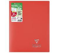 Clairefontaine 981414C - Un paquet de 10 cahiers piqués Koverbook 96 pages 24x32 cm 90g grands carreaux, couverture polypro (plastique) opaque (non transparente), Rouge