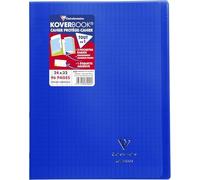 Clairefontaine 981422C Un Cahier Agrafé Koverbook Bleu Marine - 24x32 cm 96 Pages Grands Carreaux Papier Clairefontaine Blanc 90 g - Couverture Polypro