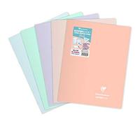 Clairefontaine 981481AMZC - Lote de 5 Cuadernos Grapados Koverbook Blush - 24x32 cm - 96 Páginas Cuadrados - Papel Blanco de 90 g - Cubierta de Polipropileno Opaco - Color Aleatorio