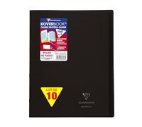 Clairefontaine 981607C - Un paquet de 10 cahiers piqués Koverbook 96 pages 24x32 cm 90g petits carreaux avec marge, couverture polypro (plastique) transparente, Gris