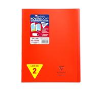 Clairefontaine 981644AMZC Un lot de 2 Cahiers Agrafés Koverbook - 24x32 cm - 96 Pages Petits Carreaux avec Marge 90 g - Couverture Polypro - rouge