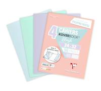 Clairefontaine 981781C Un lot de 4 Cahiers Agrafés Koverbook Blush 24x32 cm - 96 Pages Seyès 90 g - Couverture Polypro - Couleurs assorties