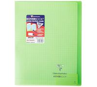 Clairefontaine 984403C Un Cahier Agrafé Koverbook Vert - 24x32 cm - 48 Pages Grands Carreaux - Papier Blanc 90 g - Couverture Polypro