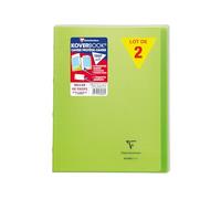 Clairefontaine 984603C - Un paquet de 10 cahiers piqués Koverbook 48 pages 24x32 cm 90g petits carreaux avec marge, couverture polypro (plastique) transparente, Vert