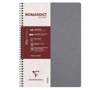 Clairefontaine Age Bag 781455 C cuaderno de espiral 100 páginas cuadriculadas con margen protectora tarjeta piel sintética 90 G A4 gris