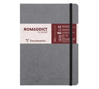 Clairefontaine Age Bag 793465 C - Cuaderno cosido dos cuadrado cuadros pequeños protectora grano piel sintética 192 páginas 90 g 14,8 x 21 cm gris