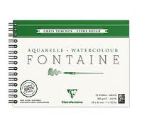 Clairefontaine Bloc de papel de acuarela Clairefontaine, a 4 caras, grano grueso, Fontaine/Hadern 18 x 24 cm