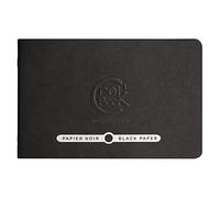 Clairefontaine ES 60314C Cuaderno Grapado Crok'Book - 20 Hojas Papel de Dibujo Negro 17x11 cm 120g - Formato Horizontal - Cubierta Negra Flexible Personalizable