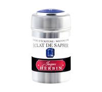 Clairefontaine ES Herbin 20116T - Une boite de 6 cartouches d'encre pour stylo-plumes et stylos roller (produit sans emballage - objectif zéro déchet), Eclat de saphir