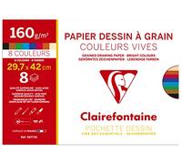 Clairefontaine Etival - Papel de dibujo granulado, 29,7 x 42 cm, 160 g, colores brillantes surtidos (12 hojas)