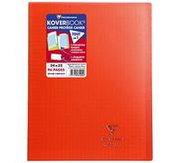 Clairefontaine Koverbook - Cuaderno cosido de 96 páginas con cuadrículas grandes y tapa de polipropileno, de 90 g, 24 x 32 cm, color rojo 32.50 x 25.50 x 0.70