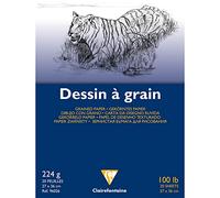 Clairefontaine Papel de dibujo blanco granulado pegado, 224 g, 27 x 36 cm, 20 hojas