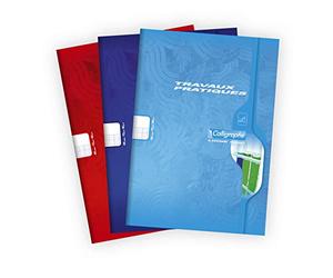 Clairefontaine - Ref 7597C - Cuaderno de caligrafía (24 hojas), tamaño A4, Séyès & Plain Ruling, papel vitela de 70 g/m², tapa de tarjeta compensada, color aleatorio, individual