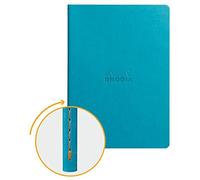 Clairefontaine Rhodiarama - Libreta grapada, textil, 64 páginas Dot de lunares marfil A5, 14,8 x 21 cm, 90 g, color turquesa