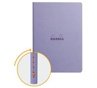 Clairefontaine Rhodiarama - Libreta grapada, textil, 64 páginas Dot de lunares marfil A5, 14,8 x 21 cm, 90 g, color morado