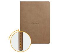 Clairefontaine Rhodiarama - Libreta grapada, textil, 64 páginas Dot de lunares marfil A5, 14,8 x 21 cm, 90 g, color marrón