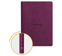 Clairefontaine Rhodiarama - Libreta grapada, textil, 64 páginas rayadas, marfil, A5, 14,8 x 21 cm, 90 g, color morado oscuro