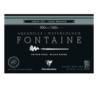 Clairefontaine 975300C - Un bloc encolado 4 lados de papel de dibujo Fontaine 20 hojas grano fino 10x15 cm 300g, Negro