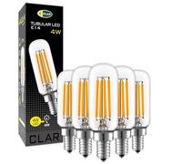 CLAR - Bombilla Campana Extractora, Lampara de Sal, Casquillo Fino LED E14, Pequeña, Frigorífico 4W 230V 3000ºK (Pack 5)