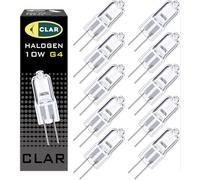 CLAR - Bombilla Halógena 2-PIN G4 10W 12V ombillas Halógenas, Foco 12V, Luz Cálida (Pack 10)