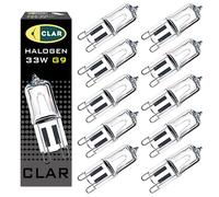 CLAR - Bombilla Halogena G9 CL 33W 220/240V, Bombillas Bombillas Halogenas, Focos Halógenos, Bombilla Halógena (Pack 10)