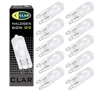 CLAR - Bombilla Halógena G9 MT 60W 220/240V, Bombillas Bombillas Halogenas, Focos Halógenos, Bombilla Halógena (Pack 10)