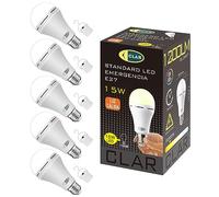 CLAR - Bombilla Recargable, Luz Sin Electricidad, Luz Exterior, Bombilla LED de Emergencia para el Hogar o Jardín 15W, No Contiene USB (Pack 5)